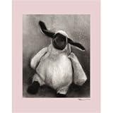 Oopsy Daisy Charcoal Lamb Pink Border 11x14 Canvas Art Image Wrap