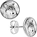 Blazing Blue Eyed Night Wolf Stud Earrings