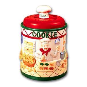Ceramic Chef Kitchen Table Top Cookie Jar Canister by