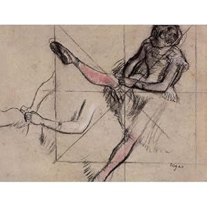 Edgar Germain Hilaire Degas (Study sheet with a seated dancer in straightening of the stocking) Art Poster Print
