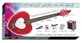 Daisy Rock Debutante Heartbreaker Short Scale Electric Guitar Starter Pack, Red Hot Red