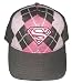 Search : Superman Supergirl DC Comics Hat - Brown Pink Argyle Adjustable Baseball Cap