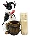 Ebros Country Farm Bovine Cow With Bell Collar Holding A Wooden Barrel Decorative Toothpick Holder Statue With Toothpicks 4
