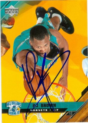 P.J. Brown Autographed/Hand Signed Basketball Card (New Orleans Hornets) 2005 Upper Deck #123