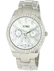 XOXO Womens XO5301A Rhinestone-Accented Silver-Tone Bracelet Watch