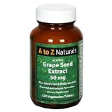 A to Z Naturals  Grape Seed Extract, Activin, 50 mg, Vegetarian Tablets , 120 tablets