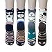 LOTUYACY Cute Animal Designe Womens Girls Casual Comfort Cotton Crew Socks 4 Pack 5 Pack (Dog Stripe)