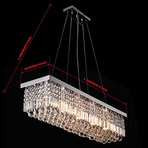 LED Crystal Pendant Light Chandeliers Lighting Hanging Lamps Fixtures with Ac100 to 240v L100cm W25cm for Dining Room Hotel Indoor Home