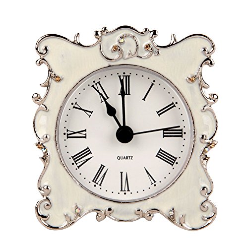 Nikky home pewter pretty small and cute table clock with quartz a…