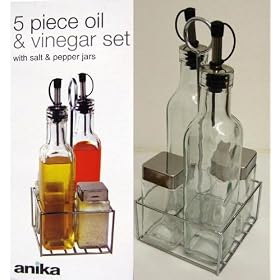 5 HUILE ET VINAIGRE PIECE PC SET avec S & P POTS & STAND