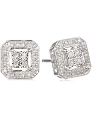 DiAura Sterling Silver Diamond-Accented Square Stud Earrings (.11 cttw, I-J Color, I2-I3 Clarity)