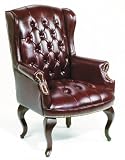 Boss Button Tufted Traditional Executive Guest Chair - B809 - Oxblood Vinyl