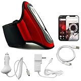 Red Moisture Resistant Protective Neoprene Exercise Workout Armband with Ad ....