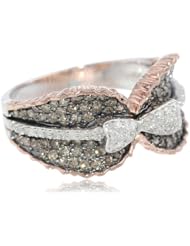 10k Rose and White Gold Bow Natural Brown and White Diamond Ring (7/10 cttw)