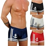 Men's New Sailor Boxer Square Cut Swimsuit by Gary Majdell Sport.