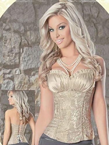 Womens Satin Classic Princess Polyester Waist Bustier Corset (XXL, Khaki)