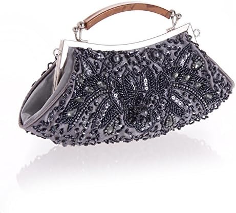 Eoffer 2016 Fashion Women's Clutches Chain Evening Bags Sequins Beaded Bridal Clutch Purse Luxury Mini Handbag Party (gray)