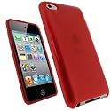iGadgitz Red Durable Crystal Gel Skin Case Cover (Thermoplastic Polyurethane TPU) for Apple iPod Touch 4th Generation 8gb, 32gb, 64gb + Screen Protector