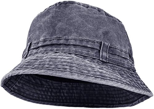 Prikinder Summer Outdoors Sports Activities Solid Cotton Denim Bucket Sun Hats