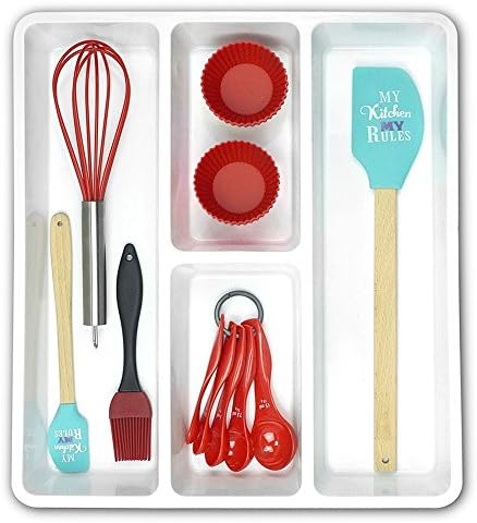Prosilie Set of 11 Silicone Baking Utensil Set Including Silicone Spatula Egg Whisk Measuring Spoon Brush and Cupcake Mold