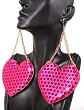 Basketball Wives Earrings Pink Heart Shaped Pillow Style 6 Inch Drop POParazzi