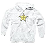 Rockstar Energy Drink Officially Licensed 1nd Writing On The Wall Men's Hoody Zip Race Wear Sweatshirt w/ Free B&F Heart Sticker Bundle - White