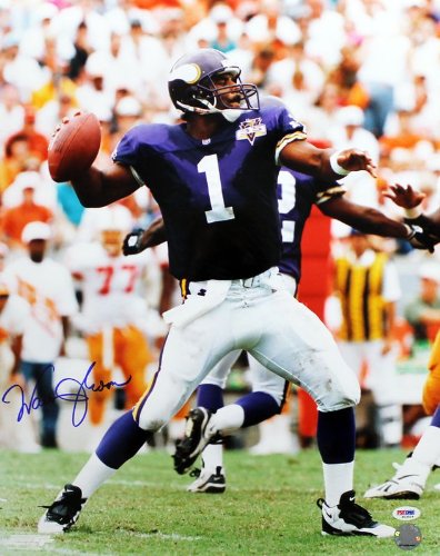 Warren Moon Signed Autographed Minnesota Vikings 16x20 Photo PSA