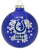 INDIANAPOLIS COLTS (2 5/8 In Diameter) Glass Logo CHRISTMAS ORNAMENT (Snowflake Design)
