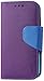 Reiko Wallet Case 3-In-1 for BLU life Play L100A with Blue Interior Leather-Like Material And Polymer Cover - Retail Packaging - Purple