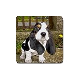 Basset Hound Rubber Square Coaster (4 pack)