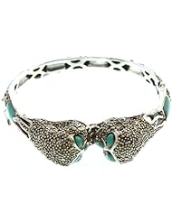 Kissing Owls Inlay Bracelet with Marcasite - Sterling Silver