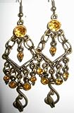 Sakas Bronze / Copper Toned Dangling Cat Chandelier Earrings - New !