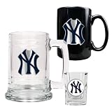 New York Yankees MLB 15oz Tankard, 15oz Ceramic Mug & 2oz Shot Glass Set - Primary Logo