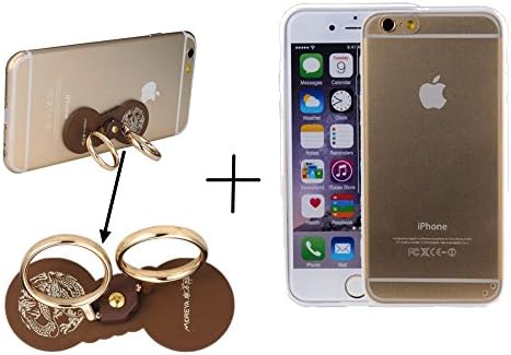 Year End Deals Two in one White Bumper Border Frame New Design Slim Transpartent Crystal Clear Hard TPU Back Cover Case for iPhone 6 4.7"+ Double Rings Stand Holder for iPhone 6(B12)