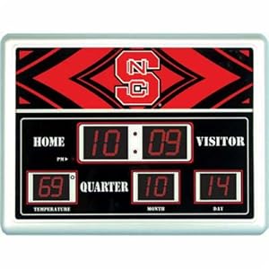 North Carolina State Wolfpack NCAA Scoreboard Clock and Thermometer (8.25x12.25)