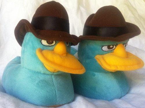 Disney Phineas and Ferb Agent P Perry the Platypus Plush Soft Warm Slippers, Great Halloween Costume Accessory Kids Shoe Size 13-1