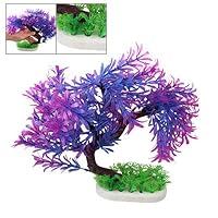 Como Grass Detail Purple Blue Plastic Tree Plants Aquarium Ornament w Base