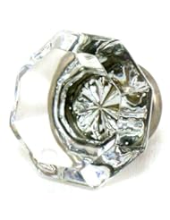Home Improvement: Clear Crystal Octagon Glass Cabinet Knobs (2) Drawer Pulls & Handles ~ T3 Classic Flame Polished Glass Knobs with Brushed Nickel Base for Kitchen Cabinet, Cupboard, Dresser or Vanity - Knobs & More Home Decor