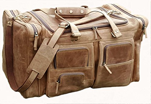 24" genuine buffalo leather travel bag vintage han…