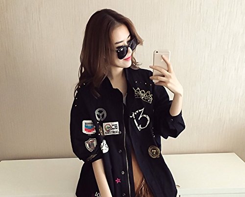 onko （オンコ） 【レディース】 カジュアルジャケット 刺繍デザイン 春秋 ブラック 選べる2サイズ 【限定】エコバック付