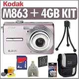 Kodak EasyShare M863 8.2MP Digital Camera (Pink) + 4GB Deluxe Kit