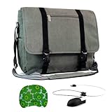IMAGE OF Canvas Lightweight Laptop Messenger Bag for Acer Aspire 15.6-inch Laptop Models AS5252-V33, AS5252-V476, AS5252-V518, AS5252-V602, AS5252-V955 + Naztech USB Mini Mouse with Retractable Cord for Laptop and Desktop + Bestpricecenter Mouse Pad