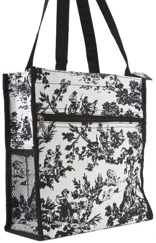 World Traveler Toile Print Collection Travel Tote Bag 12-inch
