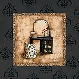 Vintage Vanity III Beautiful MUSEUM WRAP CANVAS Print with Added BRUSHSTROKES Gregory Gorham 12x12