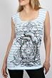 Iron Fist - Follow Your Heart Button Shoulder Womens Top In White/Scuba Blue Yarn Dye