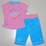 PUMA（プーマ）きらきらカットソー＆ハーフパンツ上下セット6/9ヶ月（ピンク×ブルー） [Baby Product]