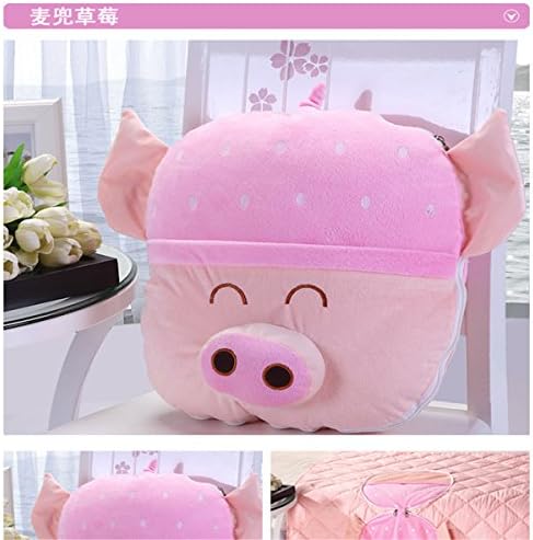 DG GOLD Cute 2 in 1 Bear/Panada/Dog Pluh Pillow and Cotton Quilts Back Cushion Pillow Air Conditioning Blanket (Pink Strawberry Dog)