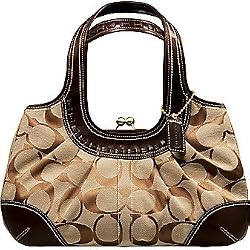 Coach Signature Ergo Pleated Frame Satchel Bag 12232 Chocolate Brown