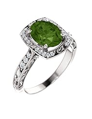 Platinum 9.00x7.00mm Oval Cut Green Tourmaline and Diamond Ring -- LIFETIME WARRANTY