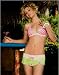Skinny Dip 2 Piece Polka Dot and Multi Striped Triangle Top with Pleated Skirt Bikini Bottom